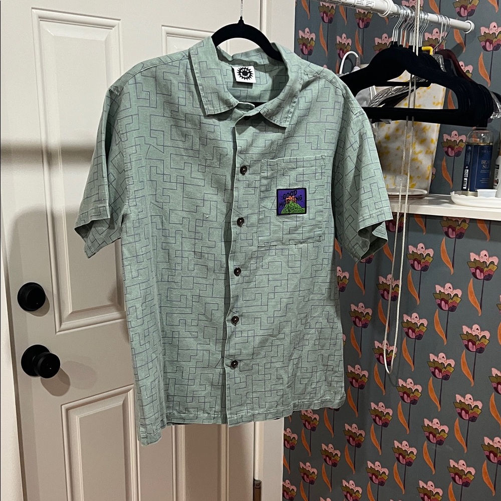 Light Green Patterned Men's Casual Shirt
